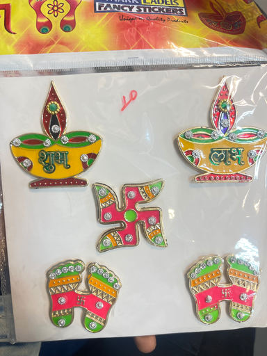 KTD Gopala Sticker Shubh Labh Charan & Swastik Set 12Dh