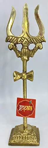 KTD Gopala Brass Trishul with Damru 10.4cm Approx